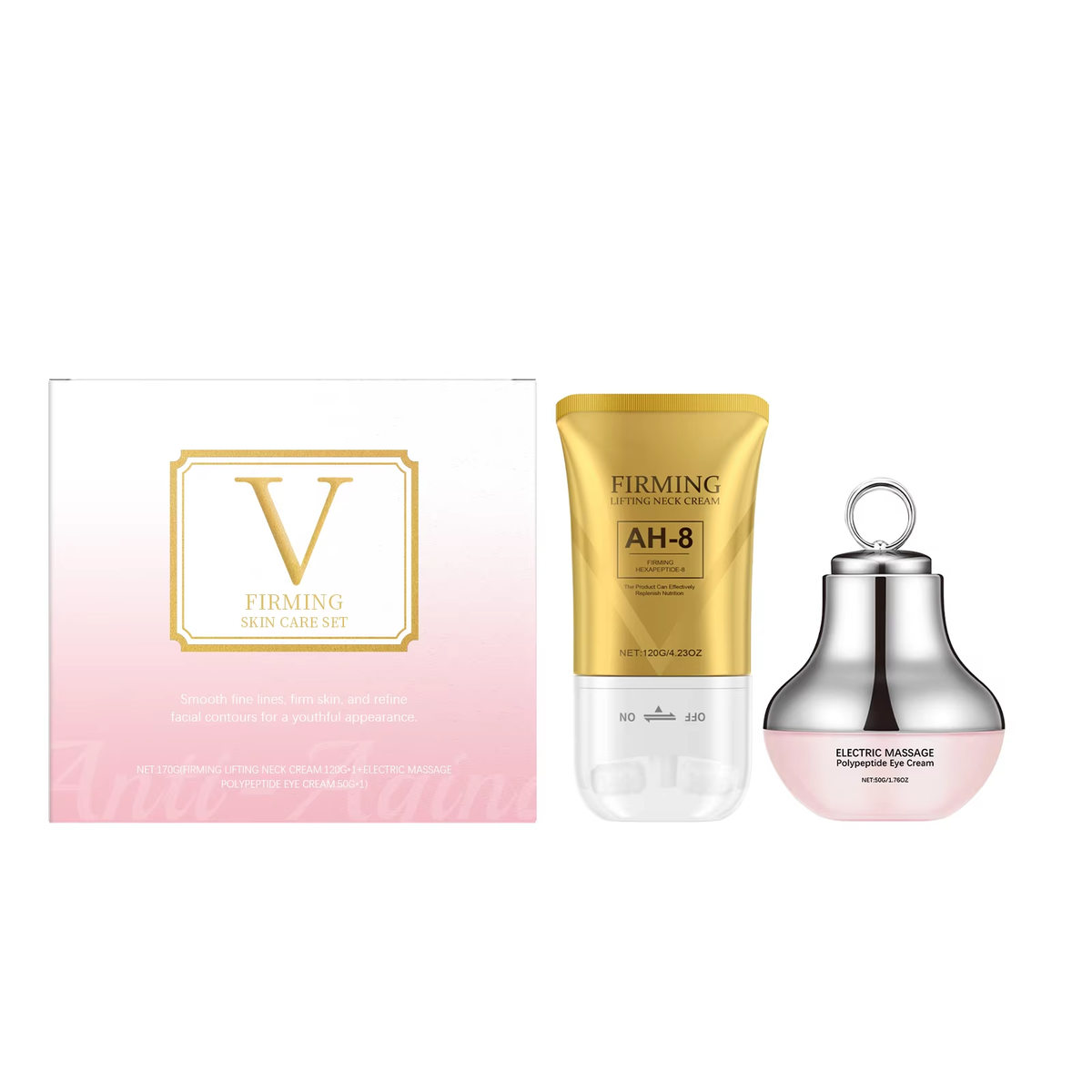Revitalize Your Skin with the AH-8 Neck Eye Care Set: Electric Massage Eye Cream & Firming Neck Lotion for Youthful, Smooth Skin