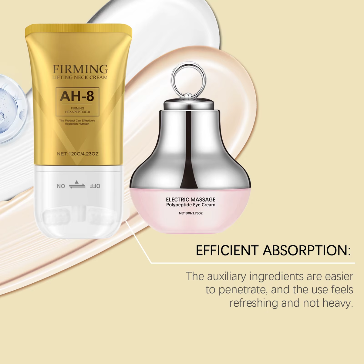 Revitalize Your Skin with the AH-8 Neck Eye Care Set: Electric Massage Eye Cream & Firming Neck Lotion for Youthful, Smooth Skin