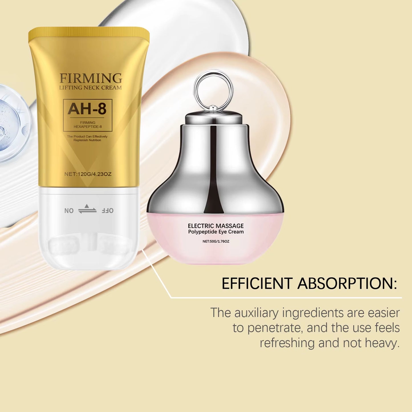 Revitalize Your Skin with the AH-8 Neck Eye Care Set: Electric Massage Eye Cream & Firming Neck Lotion for Youthful, Smooth Skin