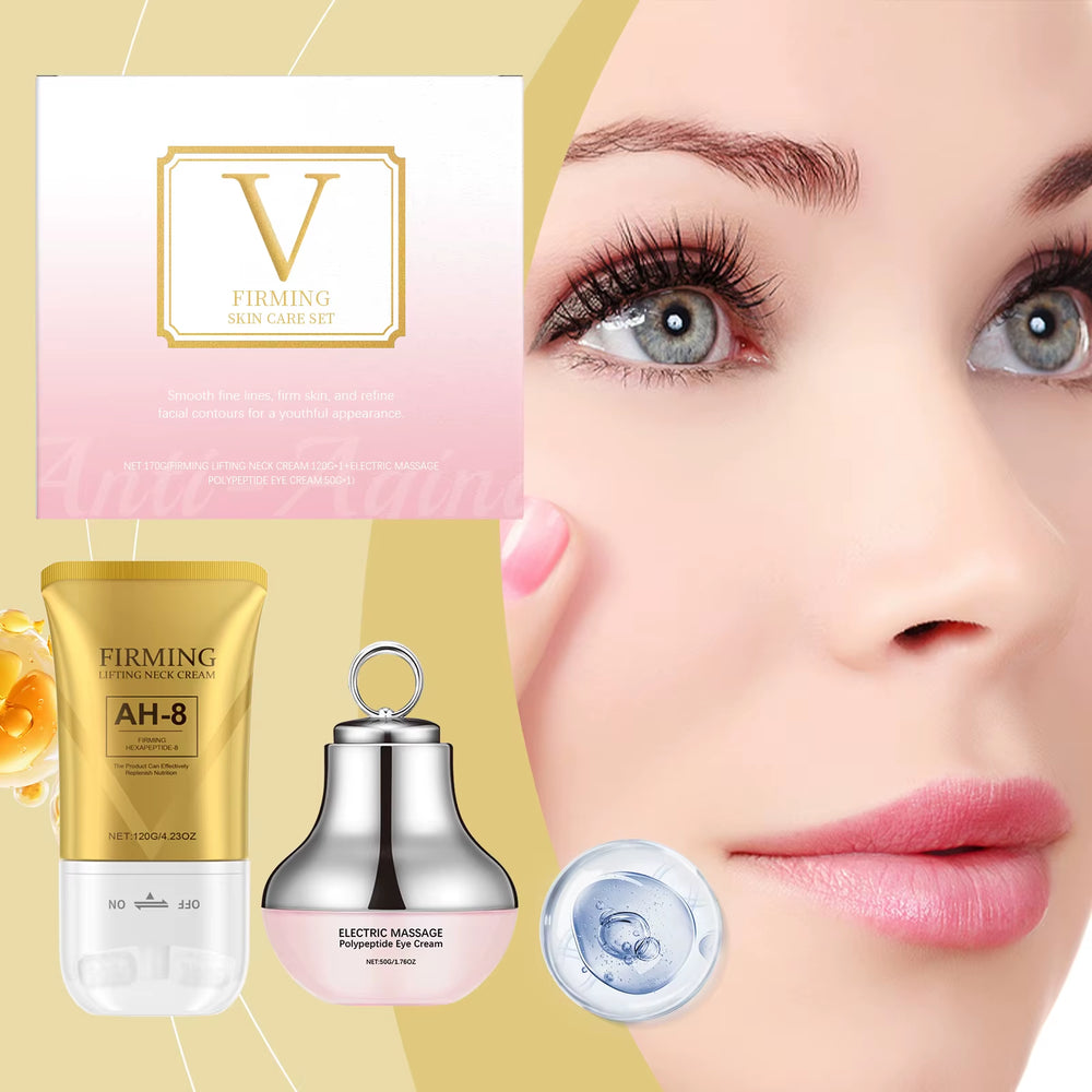 Revitalize Your Skin with the AH-8 Neck Eye Care Set: Electric Massage Eye Cream & Firming Neck Lotion for Youthful, Smooth Skin